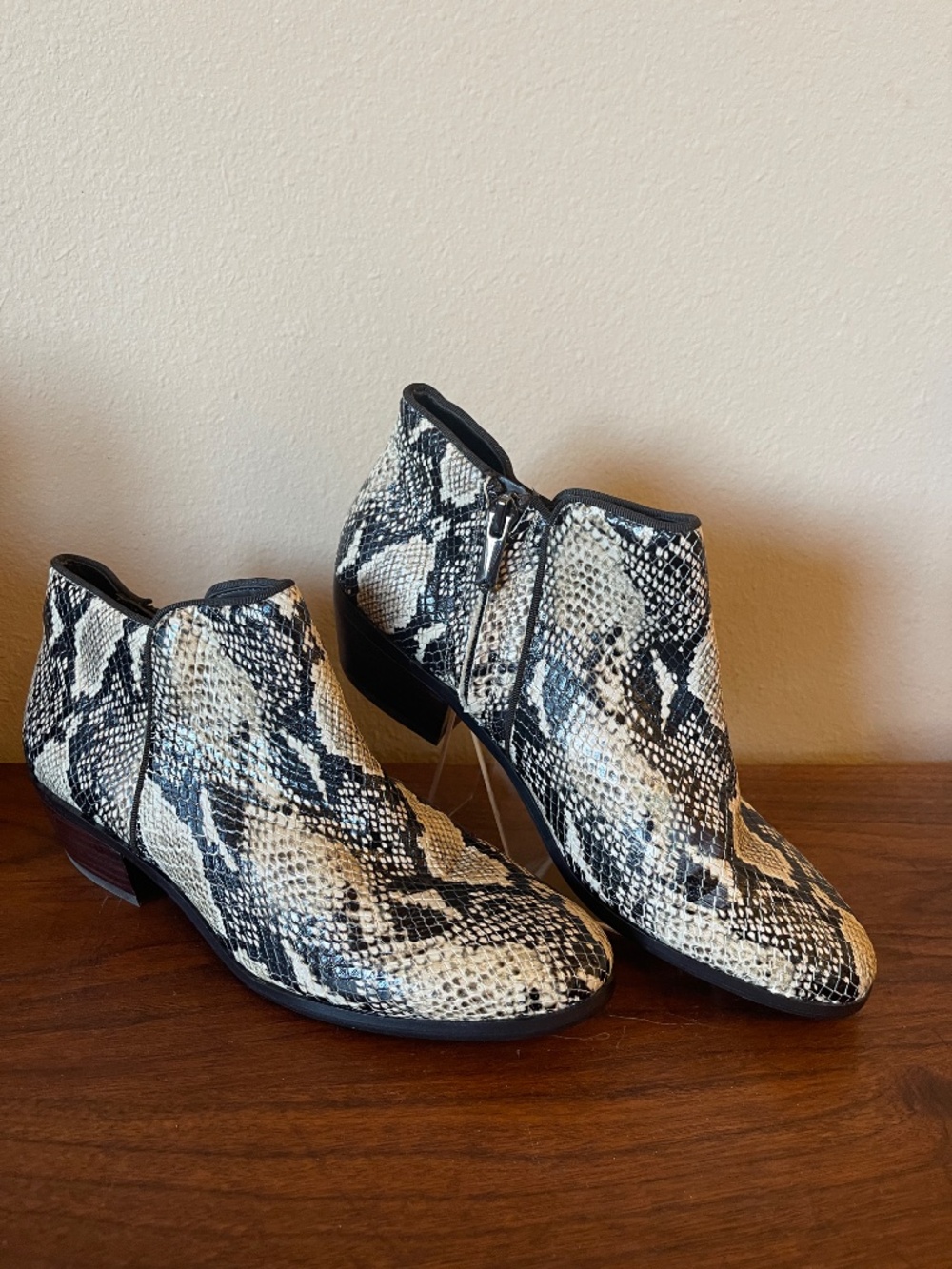 NEW Sam Edelman Snakeskin Petty Ankle Boots Leather 6.5